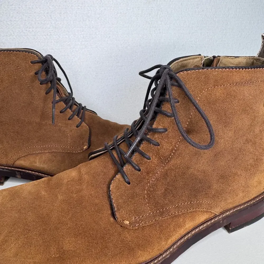 2020s ALDO Brown Suede Chukka Ankle Boots Men’s Size 12 Side Zip Lace Up